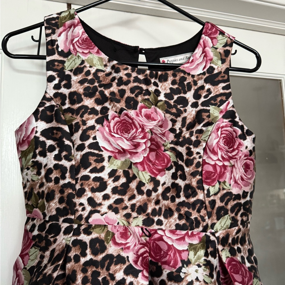 Floral and Leopard Print Kids Dress